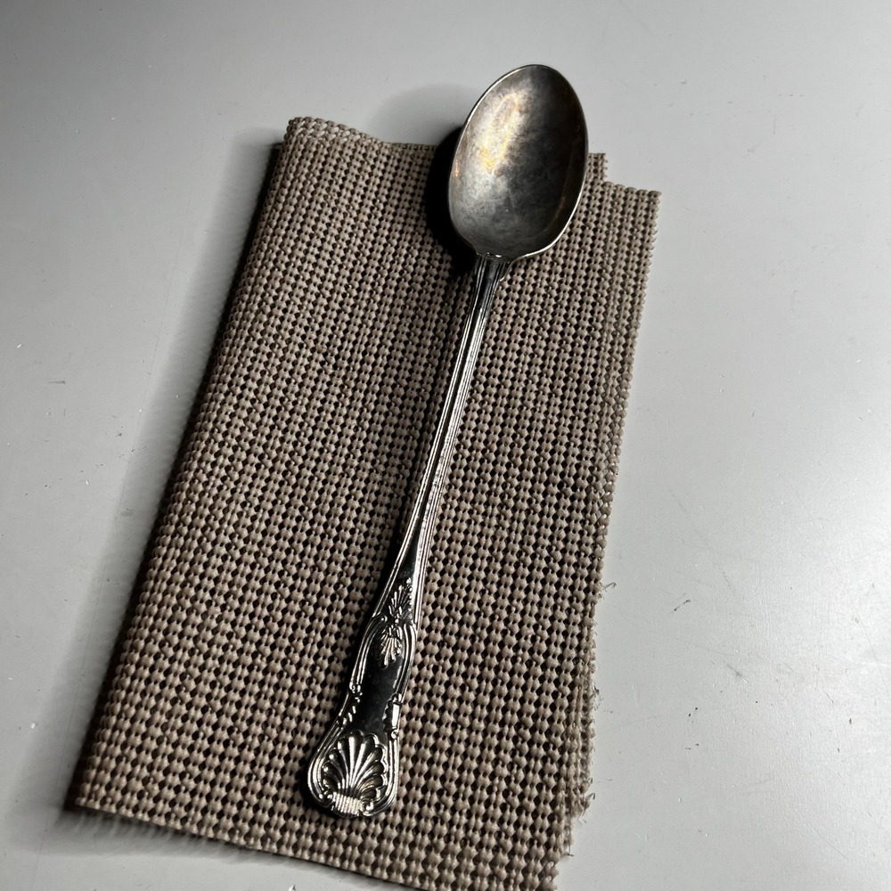 Vintage Silverplate Iced Tea Spoon Ornate King Richard Shell Pattern 8 Inch